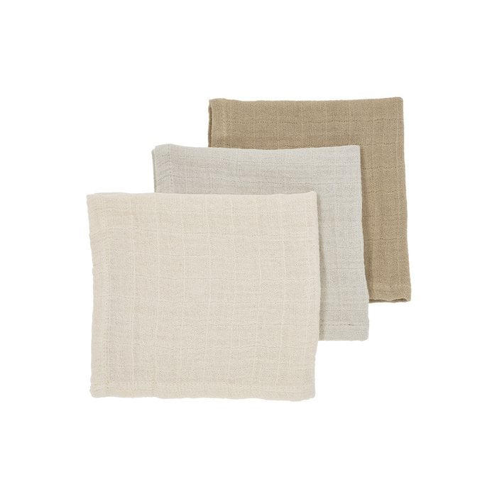 Meyco Hydrofiele doeken pre-washed 30/30cm Soft Sand/Greige/Taupe - 3 pack