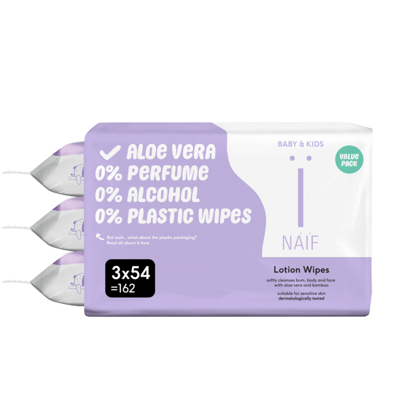 Naïf 3-pack Lotion Baby Wipes